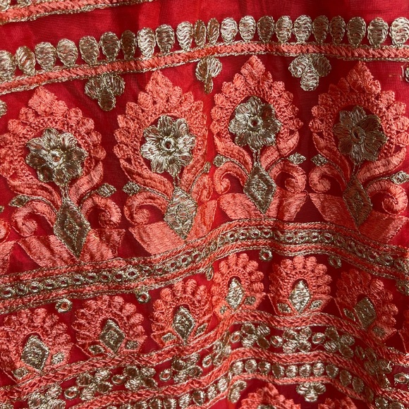Red orange Indian Pakistani Punjabi suit - Picture 2 of 4